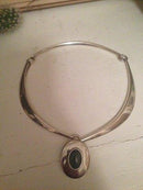 Hans Hansen Sterling Silber Halskette und Anhänger mit grünem Stein Nr. 320