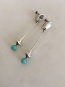 ハンセン スターリングシルバー イヤリング No 443 グリーンストーン付き