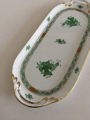 Herend匈牙利中国花束绿色服务盘