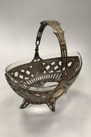 Messing skål med håndtag og glas indsats