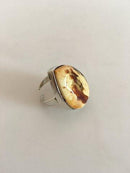 N.E. von Sterling Silber Ring mit Bernstein