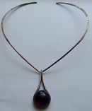 N.E. From/David Andersen Sterling Silver Necklace with Pendant of Amethyst