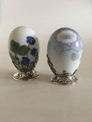 Par Royal Copenhagen Art Nouveau Æg med A. Michelsen Sterling Sølv Montering.
