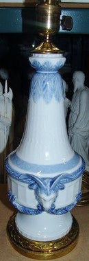 Royal Copenhagen Blå Vifte Bordlampe med Bronze montering No 1212/11537