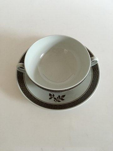 Royal Copenhagen Brun Tranquebar Bouillon Kop og Underskål No 1533