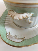 Royal Copenhagen Grüne geschweißte Terrine Nr. 1666 mit Untertasse Nr. 1671