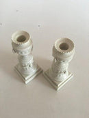 Royal Copenhagen White Flora Danica Set of Two Candlesticks