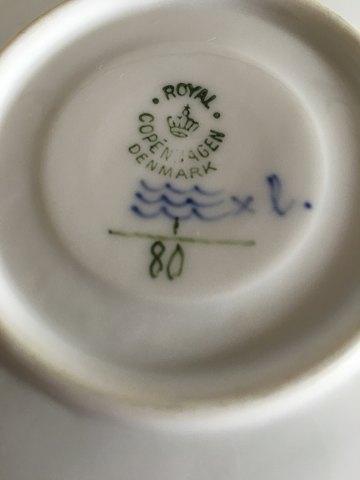 Royal Copenhagen Blau geriffelte Kaffeetasse und Untertasse Nr. 80