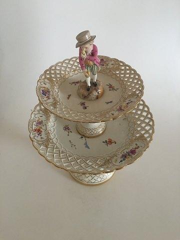 Royal Copenhagen Full Saksisk blomst opsats med figur 41cm