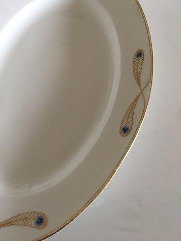 Royal Copenhagen Stel No 118 Ovalt Serveringsfad Påfugl m. Guldkant