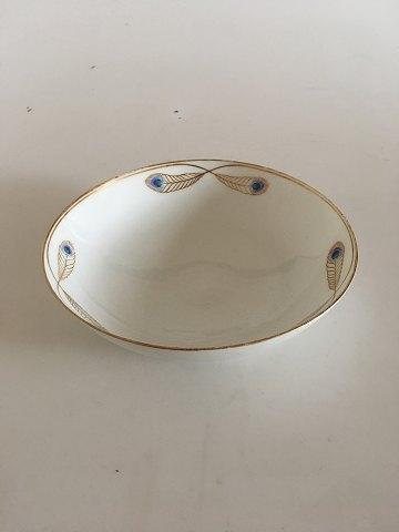 Royal Copenhagen No 118 Round Bowl w. Golden Peacock Feather Ornament
