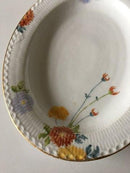 Royal Copenhagen Stel No 93 Asters Hvid Halvblonde m. Blomster of Guldkant Ovalt Serveringsfad 37.5 cm