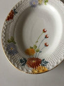 Royal Copenhagen No 93 White Half Laced w. Flowers and Gold Oval Dish 25.5 cm