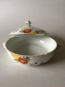 Royal Copenhagen No 93 White Half Lace Lidded Serving Dish w. Flowers and Gold