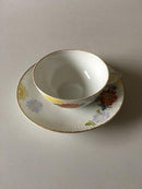 Royal Copenhagen No 93 White Half Laced w. Flowers and Gold Teacup and Saucer