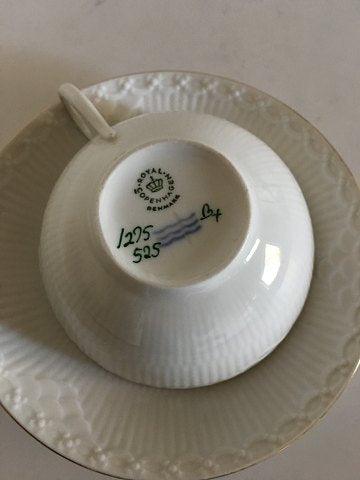 Royal Copenhagen Tradition Hvid Halvblonde m. Guld Tekop og Underkop No. 525