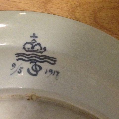 Royal Copenhagen Unika Vægtallerken/Fad fra Bonnesens Stel af Oluf Jensen fra 1917
