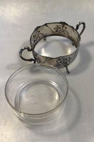 Sølvskål med glasindsats