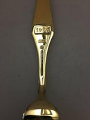 Sorenco Christmas Fork 1970 made of gilded sterling silver with blue enamel.