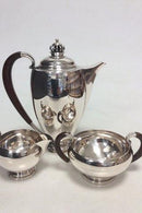 Theodor Sabroe Art Deco Danish Silver Coffee Set with Pot, creamer  and sugar bowl from 1942