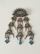 Marius Hammer  Art Nouveau sterling sølv broche med emalje, Norge.