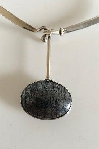 Georg Jensen Sterling Sølv Torun Halsring No 168 med Vedhæng No 129