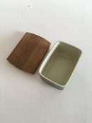 Bing & Grondahl Kronjyden Azurblaues Butterfass mit Holzdeckel