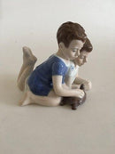 Lyngby Figur Pige og dreng med skildpadde No 4