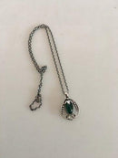 ジョージ ジェンセン スターリング シルバー 1990 アニバーサリー ペンダント グリーン アゲート チェーン付