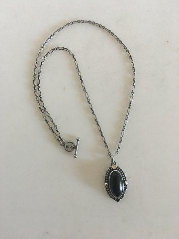 Georg Jensen Sterling Sølv 2004 Års Halskæde med Sort Onyx