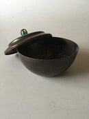CHR R Bronze Bowl with Lid and Green Glass Stone
