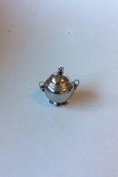 Georg Jensen Sterling Sølv Sennepskrukke med blå emalje No 724