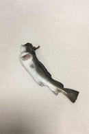 Royal Copenhagen Art Nouveau Hængevase udformet som Torsk No 458 unika malet af Oluf Jensen