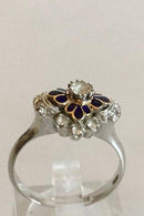 ブリリアントブルーエナメルとダークブルーエナメルの18Kホワイトゴールド製リング