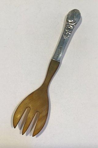 Evald Nielsen No 12 Sølv Salatgaffel med horn