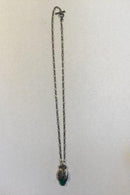 Georg Jensen Sterling Sølv 2008 Årsvedhæng (Grøn Agat) med halskæde