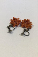 Koral Øreringe med Sølv-skruer