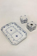 Frühes Royal Copenhagen Blue Fluted Antique Inkpot bestehend aus Tablett und Behälter für Tinte und Sand