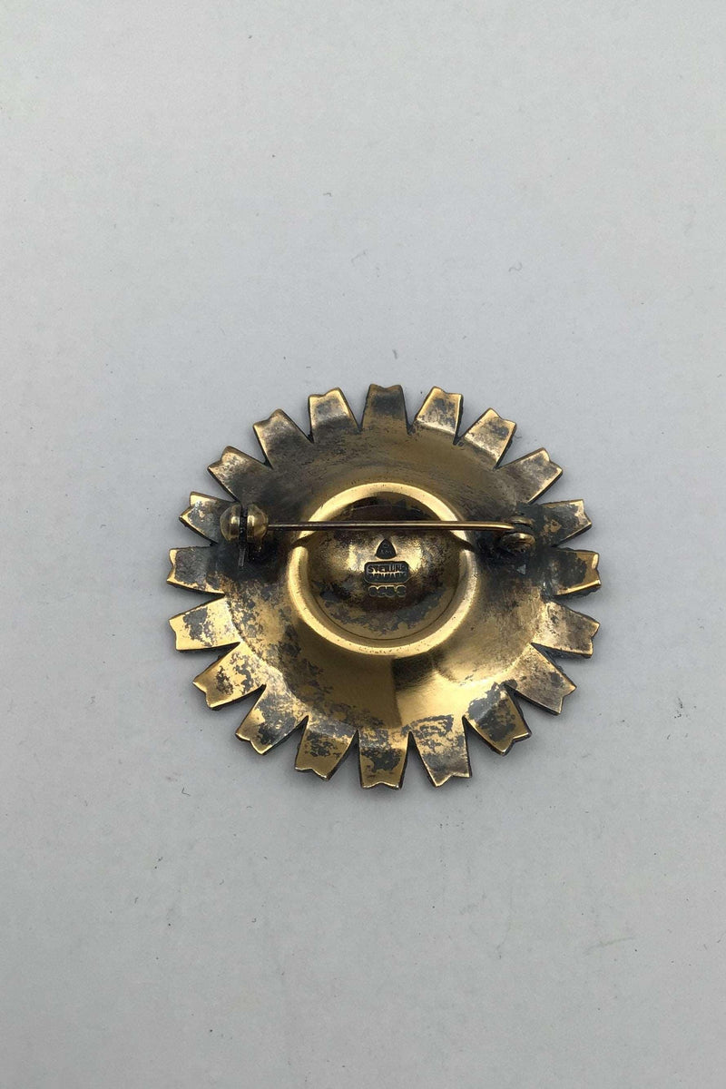 A. Michelsen Forgyldt Sterling Sølv Marguerit Broche (Guilloche)