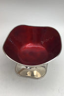 C. C. Hermann Sterling Sølv Skål på fod F52 (Rød Emalje)