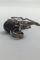 Georg Jensen Sterling Sølv Vedhæng No 473 B &nbsp;Sphere Oliven Agat