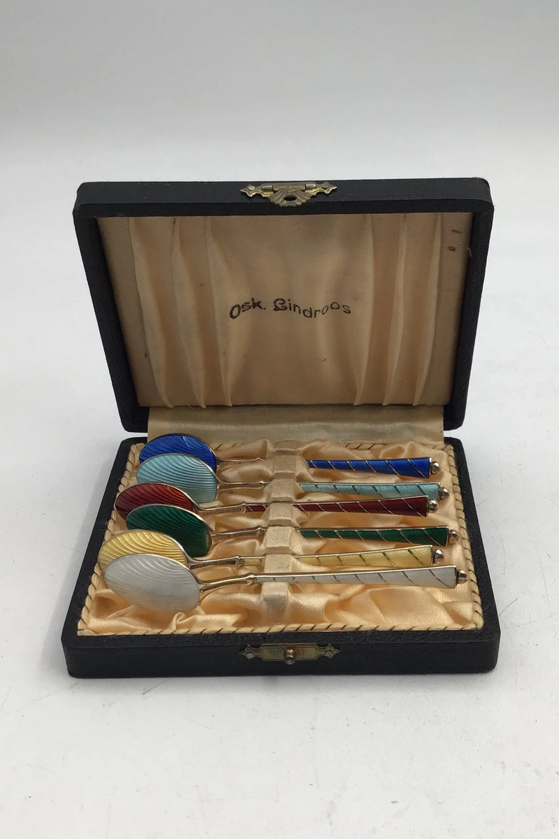 Egon Lauridsen (ELa) Sterling Sølv/Emalje Moccaskeer Forgyldt(6)