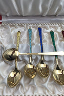 Egon Lauridsen (ELa) Sterling Sølv/Emalje Moccaskeer Forgyldt(6)