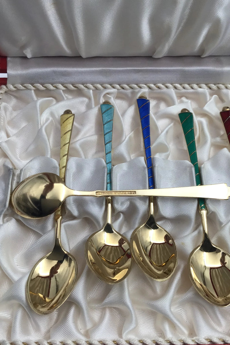 Egon Lauridsen (ELa) Sterling Sølv/Emalje Moccaskeer Forgyldt(6)