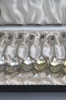 Anton Michelsen Sterling Sølv / Emalje Moccaskeer 6 + 6 (+1)