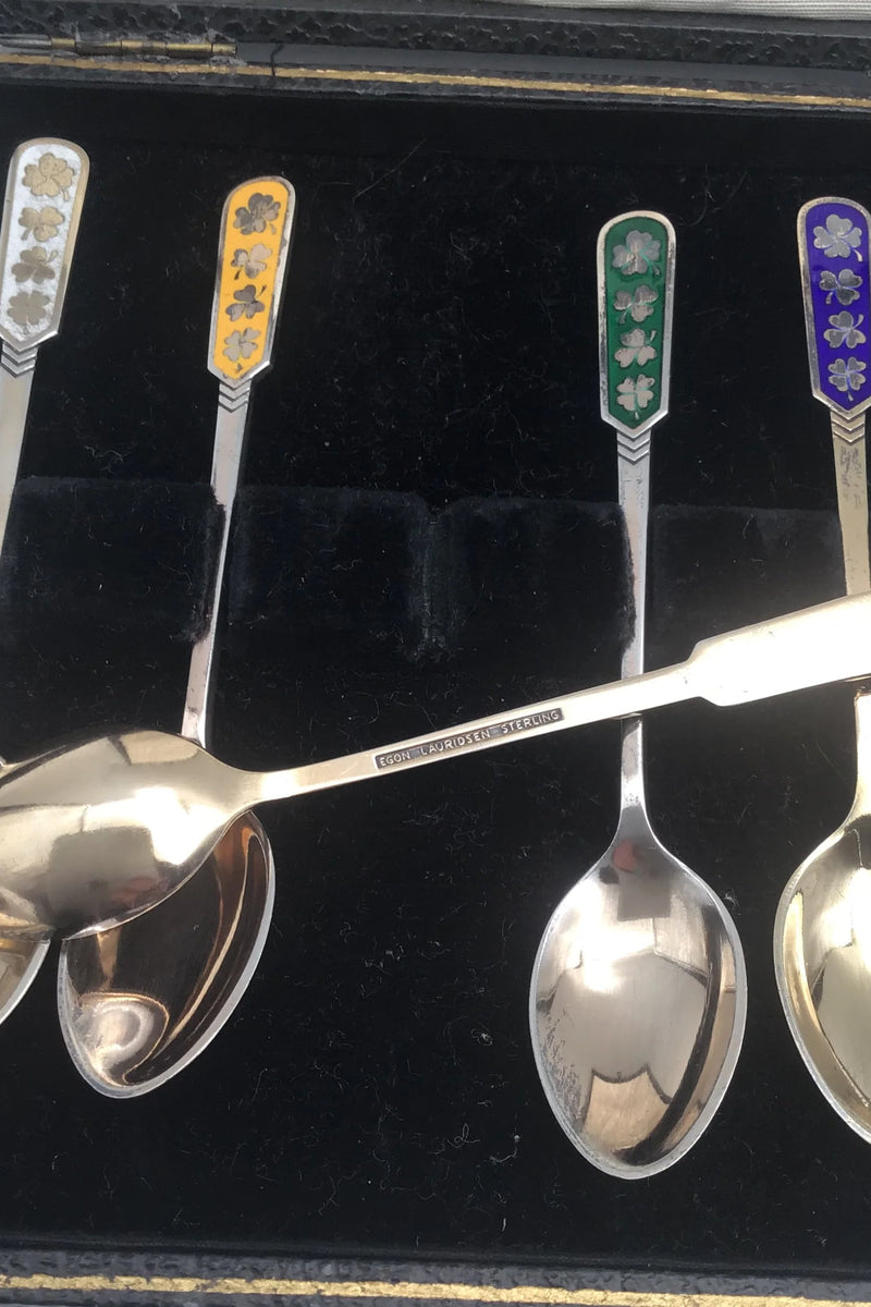 Egon Lauridsen (ELa) Sterling Sølv/Emalje Moccaskeer Forgyldt(6)