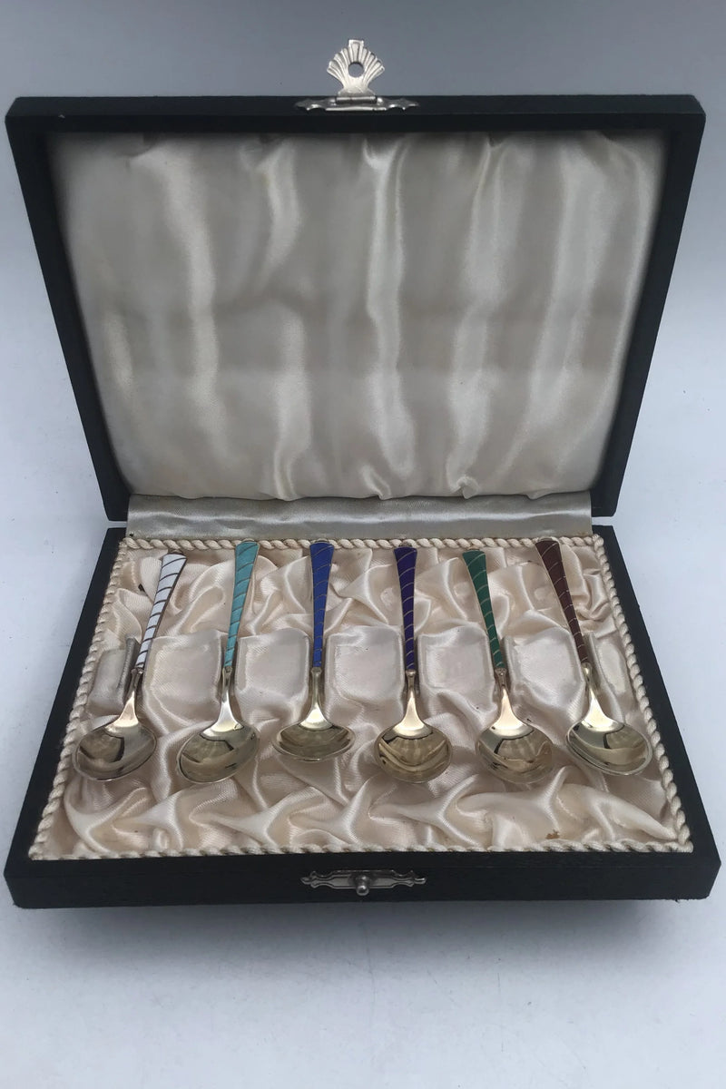 Egon Lauridsen (ELa) Sterling Sølv/Emalje Moccaskeer Forgyldt(6