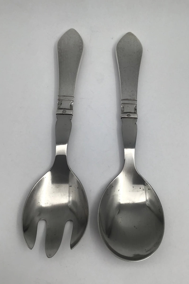 Georg Jensen Sterling Sølv / Stål Antik Salatsæt No. 133