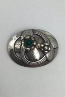 Georg Jensen Sterling Sølv Broche No. 13 (Grøn Agat)