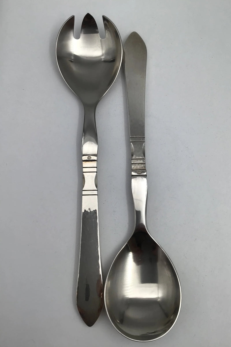 Georg Jensen Sterling Sølv / Stål Antik Salatsæt No. 132